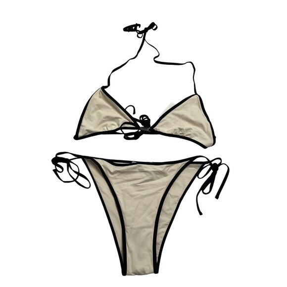 Zara Triangle Bikini Set in Ivory Black - Picture 1 of 4